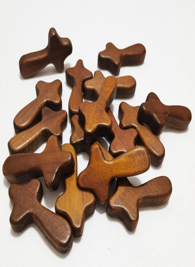 EAEDMY 8 Pieces Small Wooden Crosses for Pocket, Portable Pine Hand Held Cross Craft, Jesus Cross Prayer Cross for Religious Occasion or Communion, 2.44in (8pcs brown) - Image 5